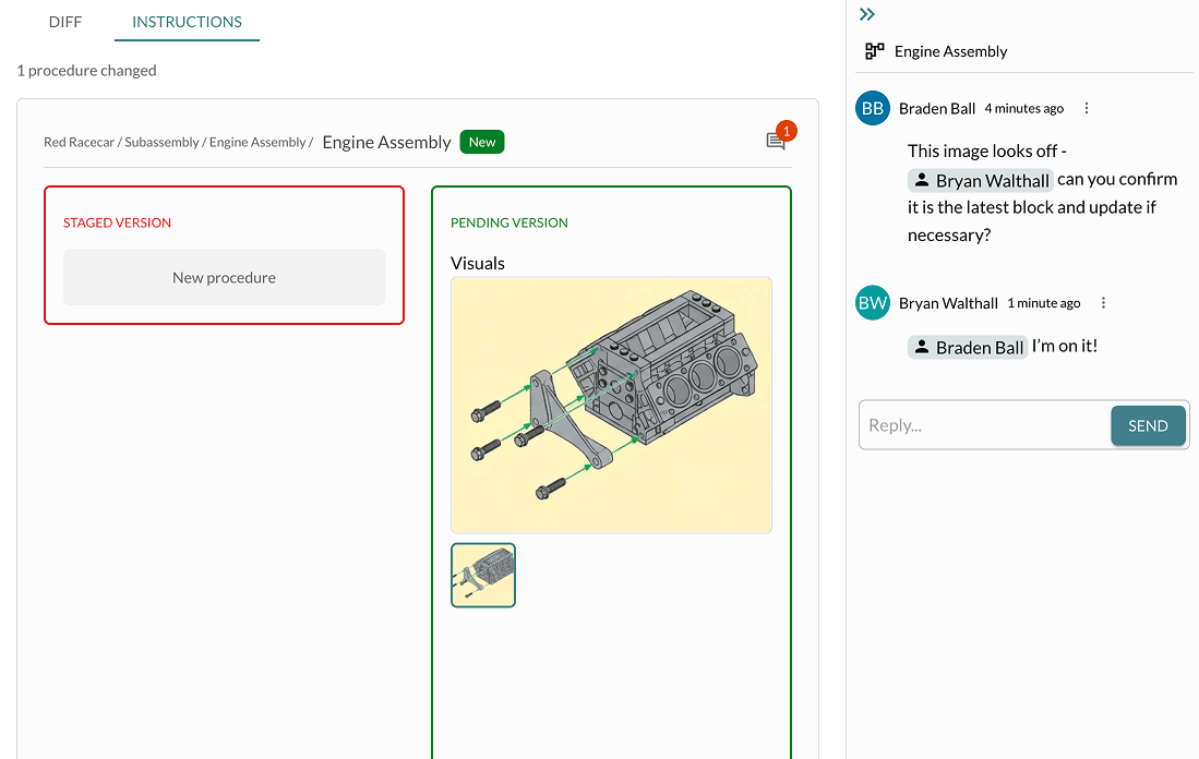 Review instructions – staged vs pending version