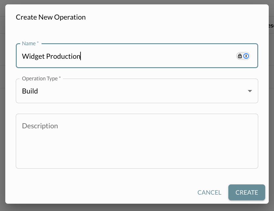 create operation dialog